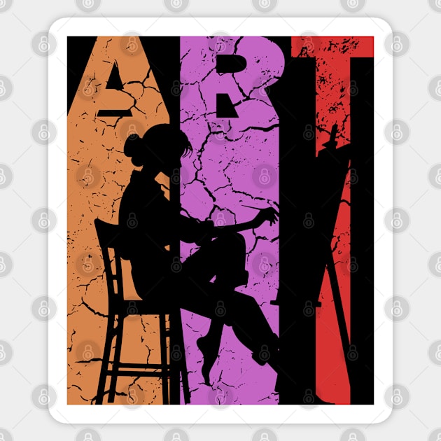 Art Painting - Retro Letters - Vintage Pastel Sticker by TuncGK